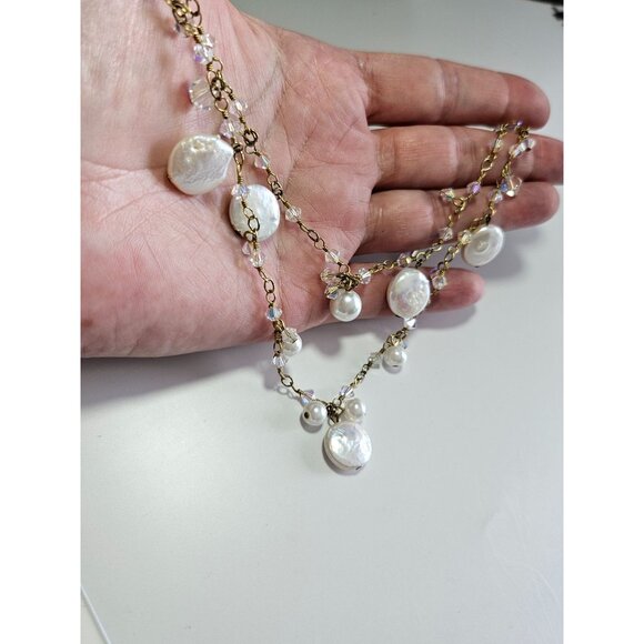 **Sale** DOL 2 strand cut AB crystals and pearl necklace - Picture 4 of 11
